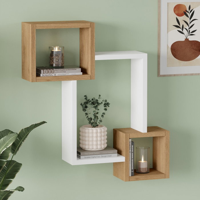 Hanah Home Estantería de Pared Ars3-Sw Roble y Blanco Hanah Home Estantería de Pared Ars3-Sw Roble y Blanco